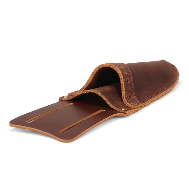 Tourbon Leather Garden Pruning Shears Folding Saw Double Holster Gardening Soil Knife Sheath Pouch Multipurpose Tool Holder for Belt, Brown