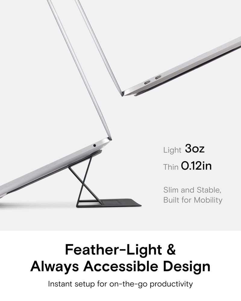 MOFT Laptop Stand for Desk, Adhesive MacBook Computer Stand with 2 Adjustable Viewing Angles, Foldable and Portable Laptop Riser Compatible with 11"-16" Laptops, Black(Adhesive Version) Adhesive-Black Adhesive Version