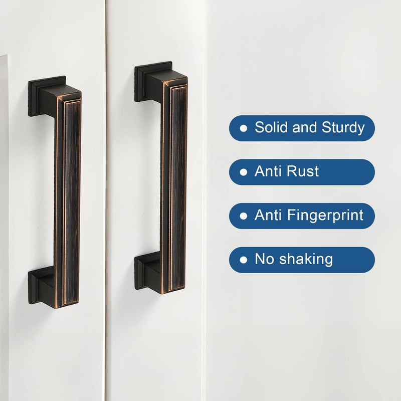 Knobonly 10 Pack 3-3/4 Inch Hole Center Oil Rubbed Bronze Cabinet Pulls, Heavy Duty Cabinet Kitchen Handles, Cabinet Hardware for Dressers Drawewr