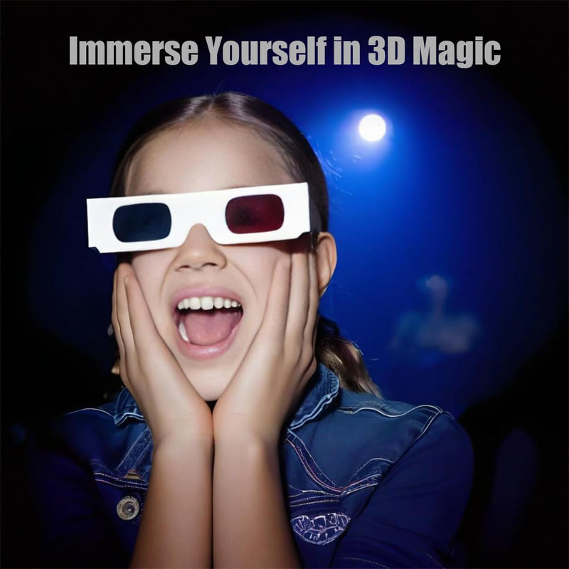 3D Glasses for Movies Red/Cyan Cardboard 3D Glasses in White Frame Anaglyph Cardboard for Movies 3packs