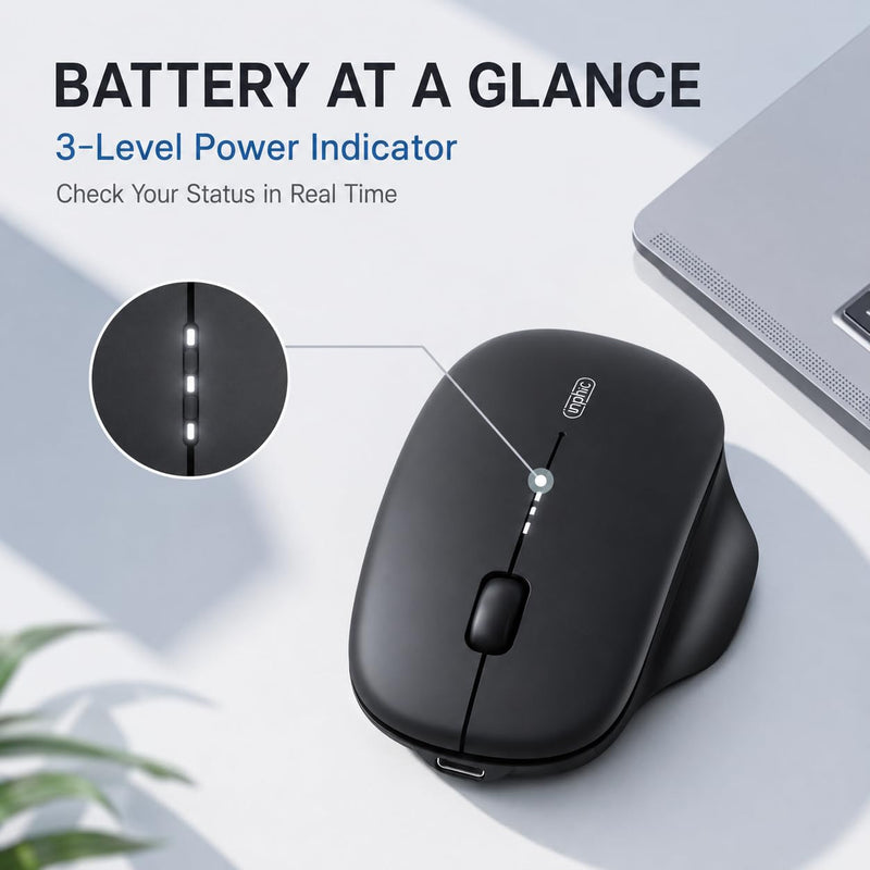 INPHIC Wireless Mouse for Laptop, 2.4G Rechargeable Computer Mouse 2400DPI | Quiet Office Cordless USB Mice with Nano Receiver Lightweight Adjustable DPI, Portable Travel Slim Mouse for PC, Mac, Tablet