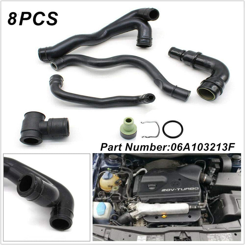 06A103213F Engine Crankcase Breather Hose Fit for Jetta for Audi VW 1.8T MK4 (8Pieces)
