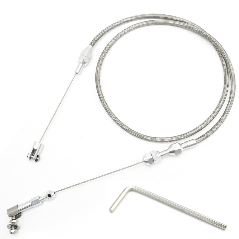 36 inch Automotive Universal Braided Throttle Cable Kit, Stainless Steel Gas Cable, Swap Braided Throttle Cable Kit