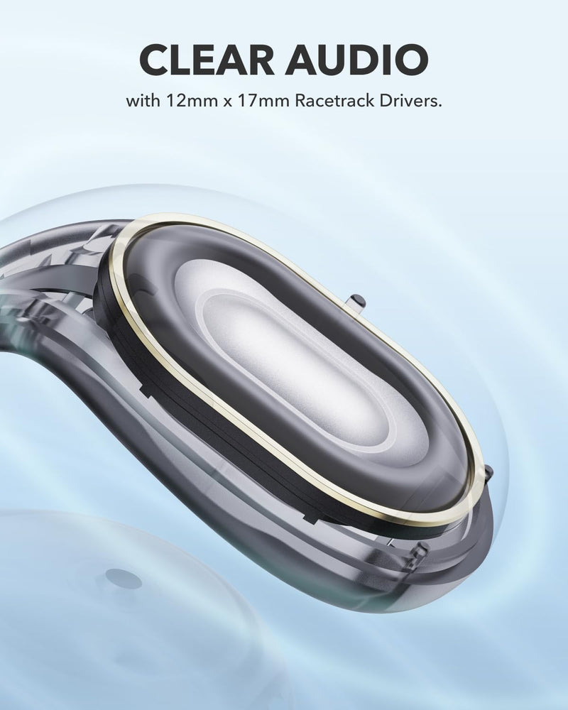 Soundcore C30i by Anker, Open-Ear Earbuds, Clip-On Headphones, Lightweight Comfort, Stable Fit, Firm-Shell Design, Attachable Ear Grips, Big Drivers for Clear Audio, 30H Play, IPX4 Water-Resistant Clarity Black