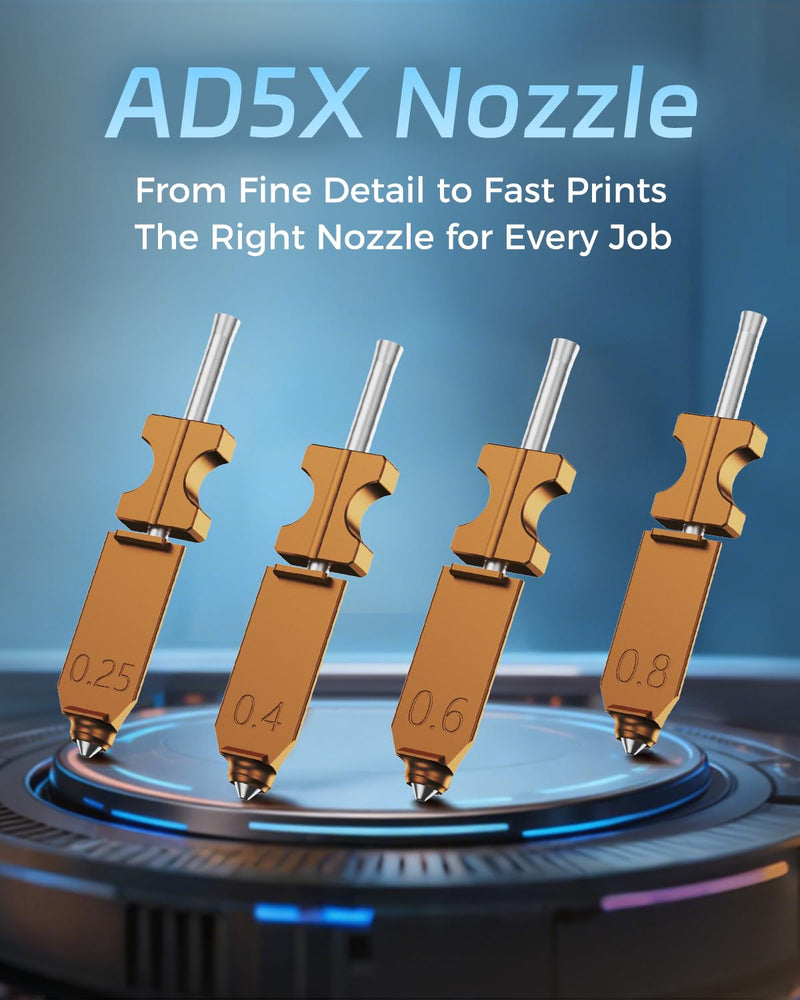 FLASHFORGE AD5X Upgraded 0.4mm Hardened Nozzle, Wear-Resistant, High Flow 32mm³/s Hotend Kit for High-Speed 3D Printers Hardened-0.4 mm