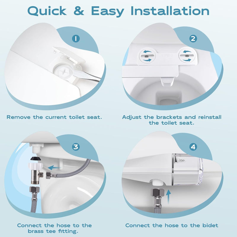Ultra-Slim Bidet Dual Mode Bidet Attachment for Toilet, Bidet Toilet Seat Attachment with Pressure Controls(Feminine/Posterior Wash),Easy to install Design Non-Electric Bidet Cold White Bidet