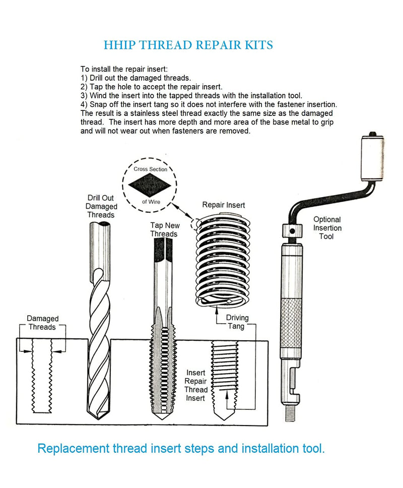 HHIP 1011-0068 31 Piece M8 x 1.25 Helical STI Thread Repair Kit M8 X 1.25 31 Pc. Kit Thread Repair Kit - Metric