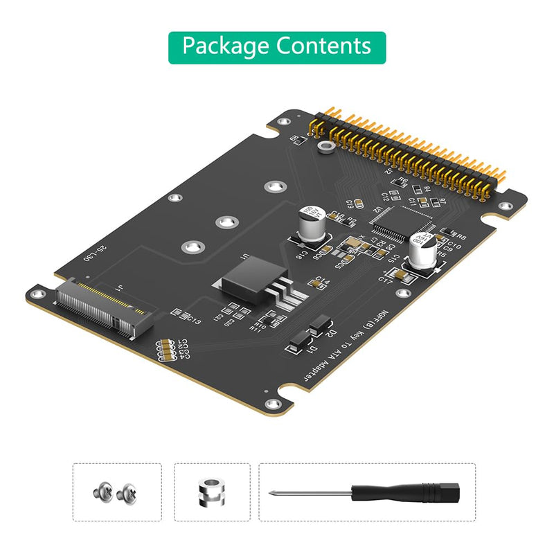 M.2 NGFF Key B SATA SSD to IDE ATA 44 Pin Adapter, Support 2230/2242/2260/2280,(Black)