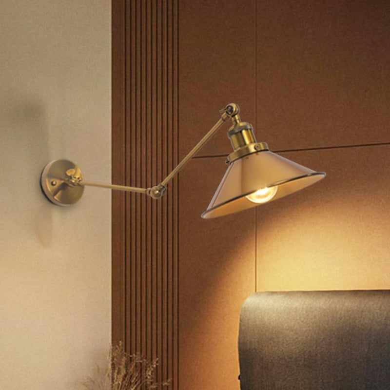 Wall Sconce, Wall Lamp with Swing Arm, Bronze Mid Century Vintage Wall Light for Kitchen, Bedrooom, Living Room, Hallway, Stairway Art Deco