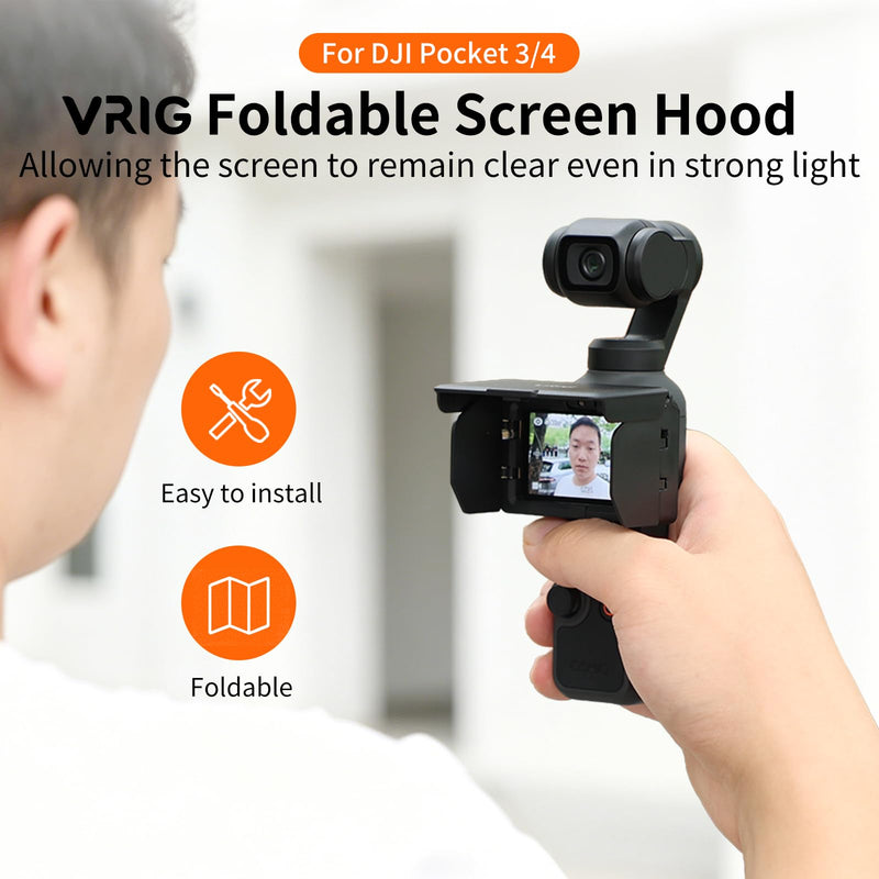 VRIG Foldable Screen Cover Sun Hood for DJI Osmo Pocket 3/4 Accessories | Portable Anti-Glare Protector for Outdoor Shooting, Gimbal Screen Protective Sunshade Cover for Pocket 3 Accessories