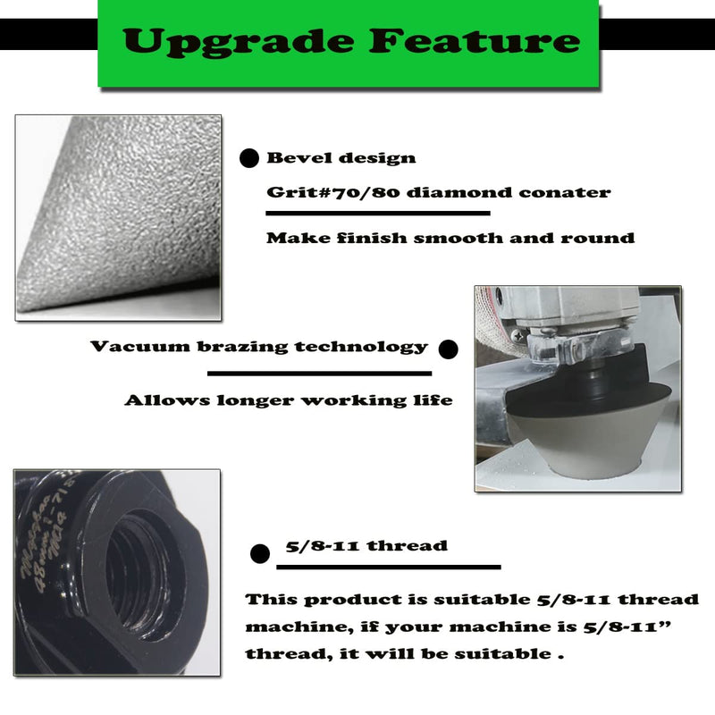 1-1/2"(38mm) Diamond Beveling Chamfer Bits, 5/8”(15mm) Diamond Finger Milling Bit, Diamond Countersink Drill Bit for Existing Holes Enlarging Shaping Trimming in Tile Marble Glass Granite 1-1/2"(38mm) & 5/8”(15mm) Black