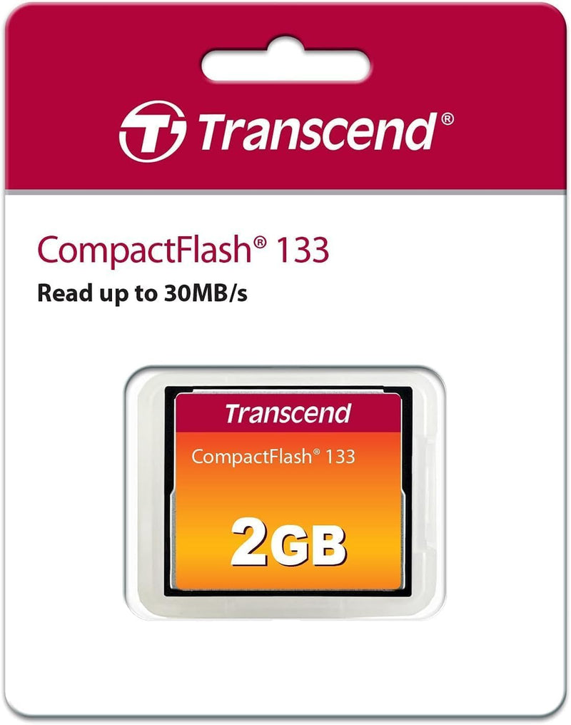 Transcend 2GB CF133, CompactFlash Memory Card, CF Card, SLR Camera Card for Photographer, Videographer, Enthusiat, MLC - TS2GCF133 Black 2 GB