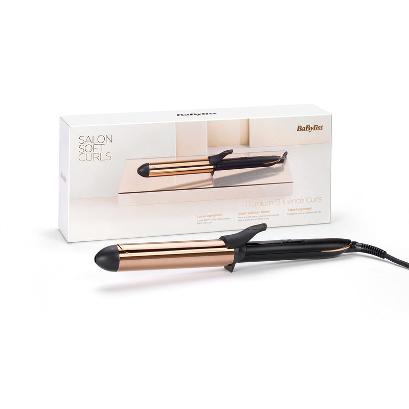 [AUSTRALIA] - BaByliss Titanium Brilliance Curls - 32mm Hair Curler, for Large Curls and Soft Waves, Titanium Coating, 6 Heat Settings up to 210°C, 2357U 32mm Tong