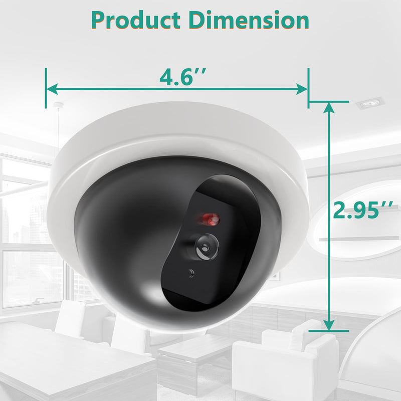 WALI Dummy Fake Security CCTV Dome Camera with Flashing Red LED Light with Security Alert Sticker Decals (SDW-6), 6 Packs, White