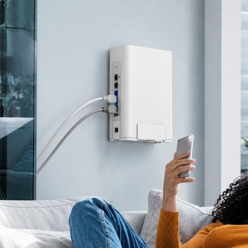 Wall Mount Bracket for Google GFiber Wi-Fi 6E Router (GR6EXX0C) – Metal Wall Mount Holder for GFiber Wi-Fi 6E Router, Easy to Install with All Mounting Hardware Included (White Holder Only)