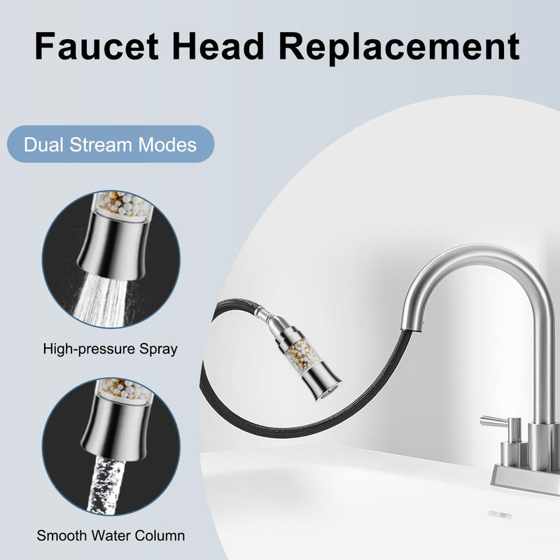 Metal Kitchen Faucet Head Replacement with Filter - Pull Down Spray Head Water Filter for Sink - 2 Modes Sink Sprayer Replacement with 12 Nozzle Adapters - Anti-clogging Design Aerators-32