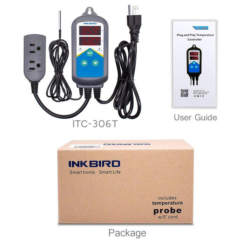 Inkbird Digital Temperature Probe Controller Thermostat Timer AC 110V 1200W Only Heating Plug Time Switch Reptile Breeding Heater Planting Greenhouse No Cooling Control