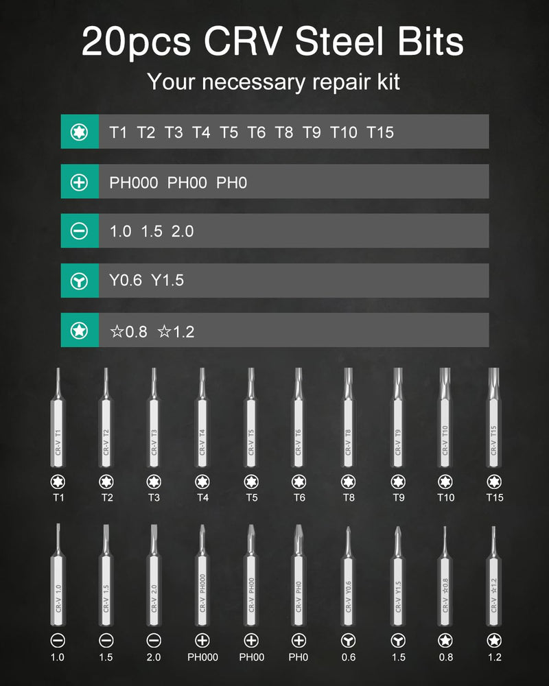 ORIA Small Precision Screwdriver Set, Mini Repair Tool Kit for Phone, PC, Computer, Laptop, Xbox, Switch, Glasses, Watch, Electronics, DIY, Pocket Repair Tools with Torx Phillips Flat and More Blue 24-IN-1