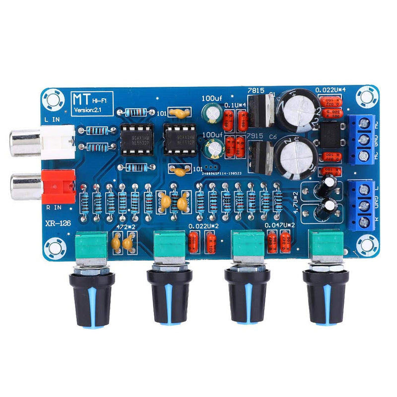 Generic NE5532 Preamplifier Board 10X Stereo Preamp with Treble Mediant Bass Volume Control for Dual AC 12V-18V Power Supply