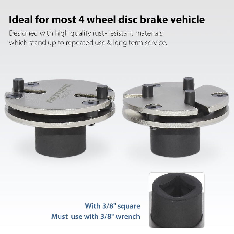 FIRSTINFO F3298A Universal 2&3 Pin Adjustable Auto Disc Brake Pad Caliper Piston Wind/Rewind Back Replacement Tool, 3/8" Square Drive 2 & 3 Pin w/ 3/8" Square