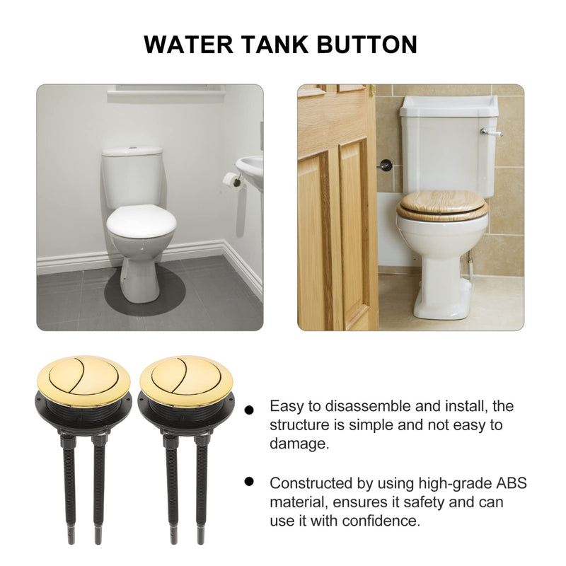 Angoily Toilet Push Button Replacement 2 Pcs Dual Flush Toilet Button for Bathroom Cistern 48Mm Tank Buttons Brushed Gold Water Tank Accessory Easy Install