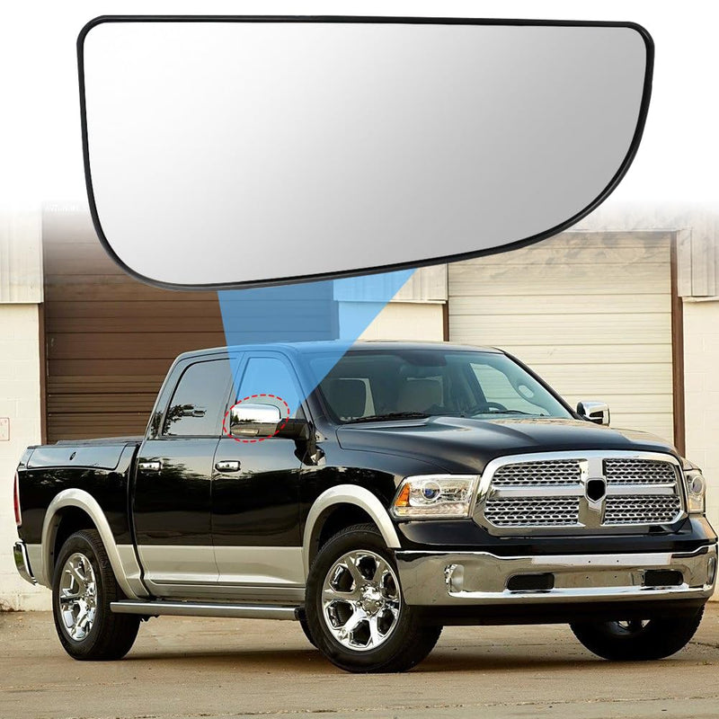 Passenger Right Side Lower Mirror Glass Replacement，For 2010-2020 Dodge Ram 1500 2500 3500 4500 5500 Towing Model, 68067730AA，Right Pass Convex Lower Mirror Glass， with Bracket Lower Mirror Glass Passenger side