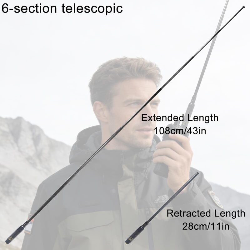 SMA-Female 27MHz Telescopic CB Antenna for Quansheng TK11 UVK5 UVK6 | 42.5" Full Extended 6-section High Gain Handheld CB Antenna