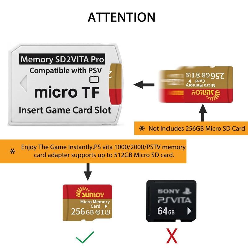 SD2Vita 6.0 PS Vita Memory Card Adapter, Micro SD to PSVita SD Card Adapter Compatible with PSV 1000/2000/PSTV FW 3.60 HENkaku Enso System