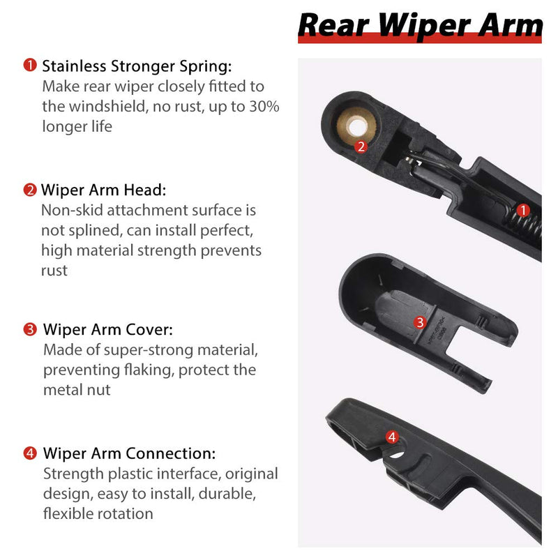  [AUSTRALIA] - Replacement for Acura RDX 2007-2020, TSX 2011-2014 OTUAYAUTO Rear Windshield Wiper Arm Blade Set - Replaces OEM#: 76720-STX-A01 Factory Style Back Wiper Rear Wiper Arm and Blade Replacement for Acura RDX 2007-2020