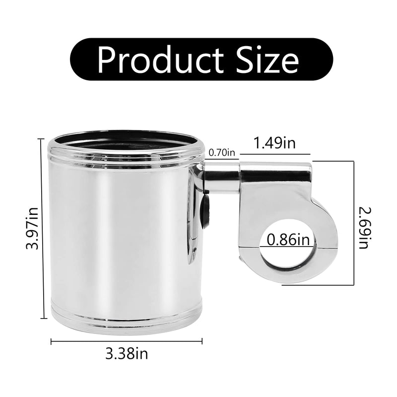 200 Chrome Handlebar Mount Motorcycle Metal Cup Holder Rotate 360 Degrees
