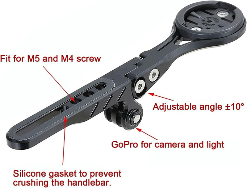 Aero Integrated Handlebar System Out Front Bicycle Computer Mount for Garmin Edge Wahoo Elemnt Bryton Fits Canyon CEP Cockpits and Wilier Filante Bar Handlebar and More (Black B) Black B