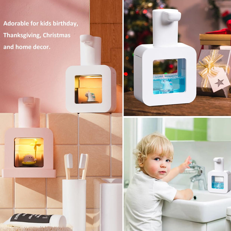 Cute Soap Dispenser for Kids - Automatic Foaming Soap Dispenser for Bathroom Kitchen Office School Children Gift, Waterproof USB Rechargeable Hand-Free 13.5oz,White Unicorn White Unicorn