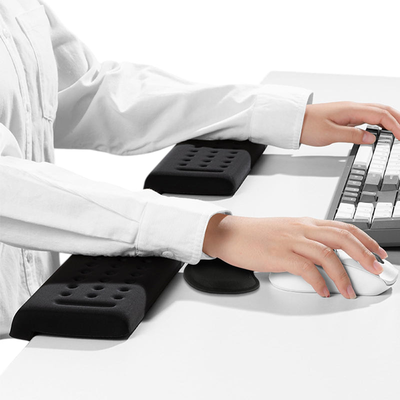 2 Pcs L-Shaped Desk Edge Cushion,with 1 PC Mouse Wrist Rest Ergonomic Keyboard Wrist Rest with Non-Slip Base Comfortable Typing for Long Hours of Work Gaming Studying