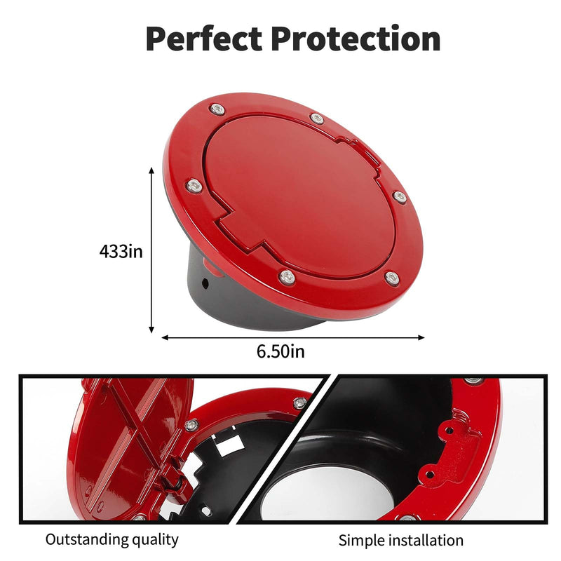 JWWY for JK Fuel Tank Cap Gas Cap Fuel Filler Petrol Tank Cover Protection Fit for Jeep Wrangler JK 2007-2017 Exterior Accessories Aluminum Alloy Red