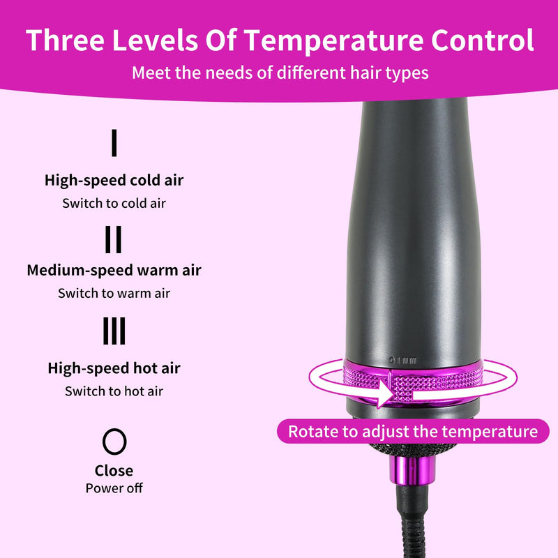 Hair Dryer Brush Blow Dry Hair Brush 6 in 1 Detachable Hair Dryer Hot Air Styler Hot Brush for Hair Styling, Lightweight Travel Hair Dryer, Hot Air Brush for Drying Curling Straightening