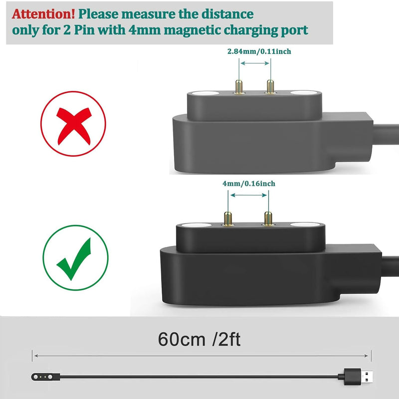 Vancle 2 Pack for Gloryfit Smart Watch Charger, USB-C Magnetic Charging Cable for GloryFit T80 T70 T60 T50 P99 P98 Smart Watches