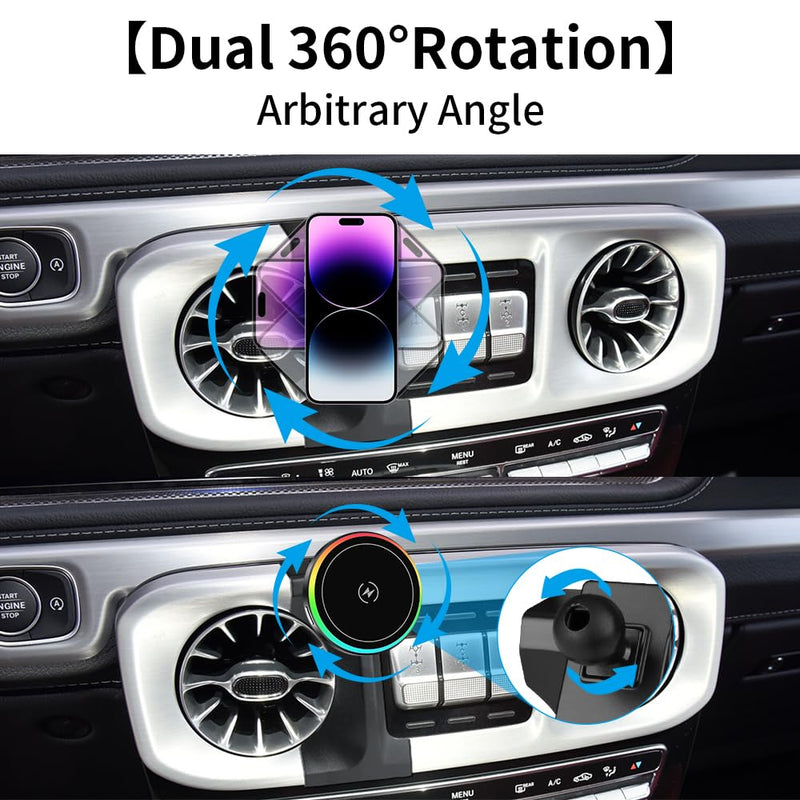 Magsafe Car Magnetic Phone Mount for Mercedes Benz G-Class 2019 2020 2021 2022 2023 2024 G Wagon G550 G500 AMG G63 G55 W463 Auto Accessories Cell Phones Holder Fast 15W Wireless Charger for 2019-2024 Benz G-Class