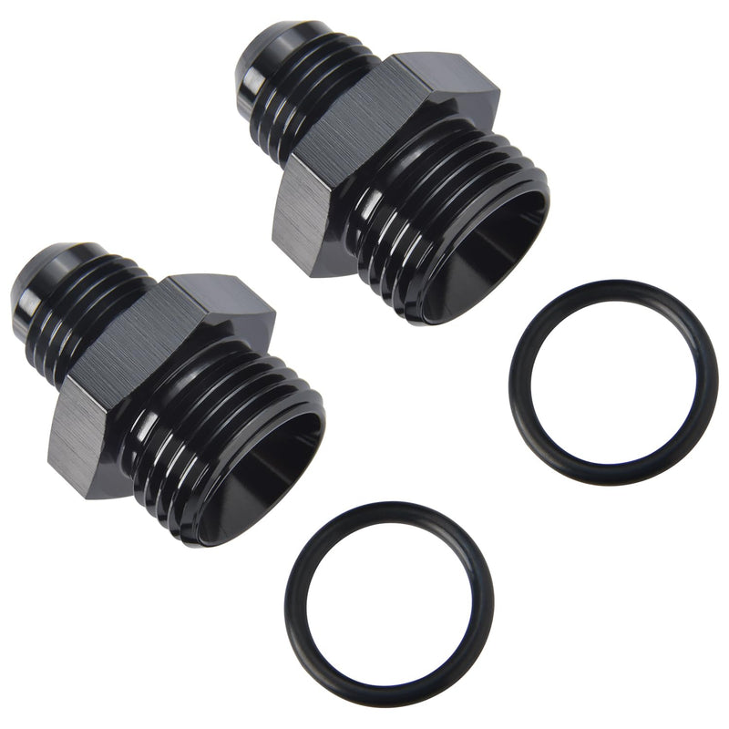 6AN Male Flare to 8AN ORB O-ring Boss Fuel Pump Rail Adapter Fitting Aluminum Black, Pack of 2 6AN to 8AN ORB Black - 2PCS
