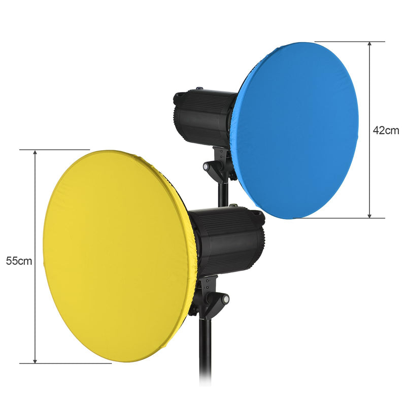 Andoer 7 Pieces 55cm Photography Light Shade Fabric Soft Diffuser Cover Blue/Red/Green/White/Yellow/Brown/Purple Compatible for Studio Strobe Mount Bowen Standard Reflector