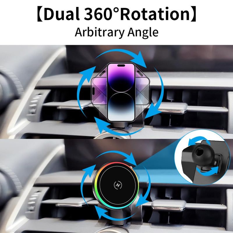 Car Magnetic Phone Mount for Lexus NX 2015 2016 2017 2018 2019 2020 2021 NX300h NX300 NX200t Auto Interior Accessories Best Cellphone Holder Fast 15W Wireless Charger Cell Phones Charging Screen Stand