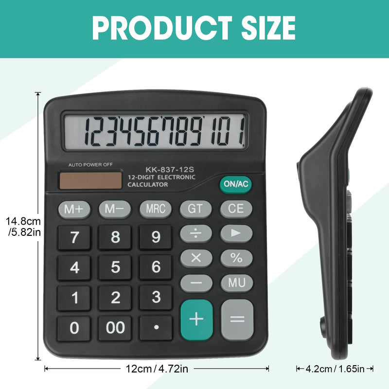 6 Pack Calculator Bulk, 12 Digits Calculators Desktop with Large LCD Display and Sensitive Butto, Solar and Battery Dual Power, Desk Calculator for Office, School, Home 6 Pack