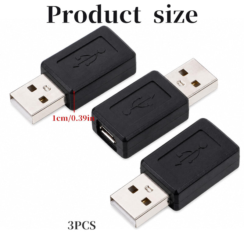 3 Pcs Micro USB to USB Adapter USB-2.0 A Male to USB-Micro Female Adapter Converter Micro USB-Extension Cable for Smartphones Laptop