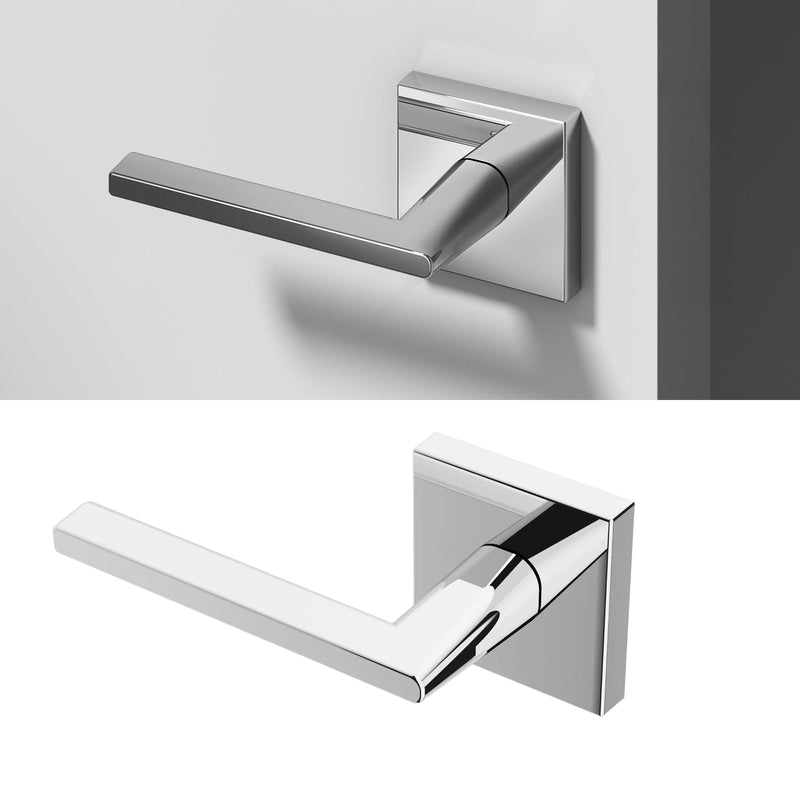Okun Quadra Dummy Door Handle, Chrome Non-Turning Door Lever 1-Pack – Decorative Reversible Interior Handle for Closet, Pantry, Hallway & French Doors, Sleek Modern Design