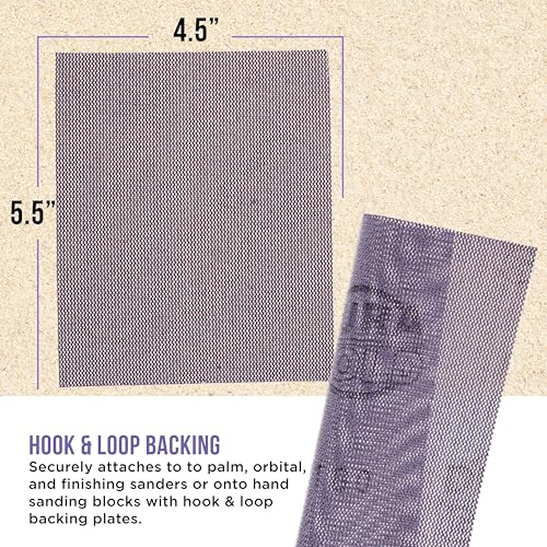 Dura-Gold 1/4 Sheet Size Purple Ceramic Mesh Sandpaper, Grits 80. 100, 120 Variety Pack