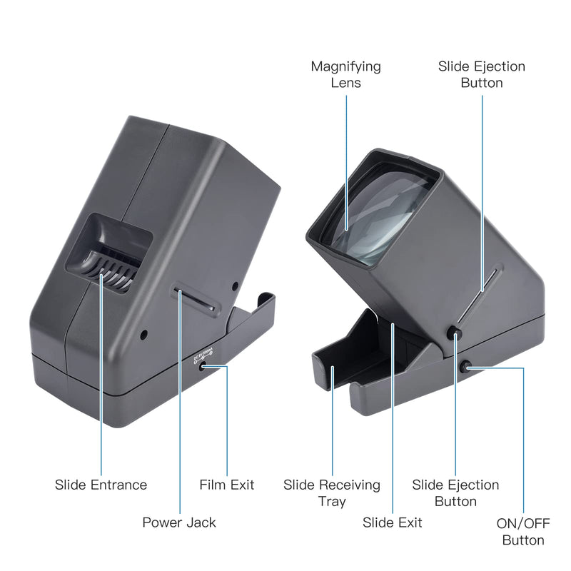 35mm Slide Viewer for Old Slides - Slide Viewer 3X Magnification and LED Lighted Slide Projector for Old Slides with USB Power Cable or Battery Operation