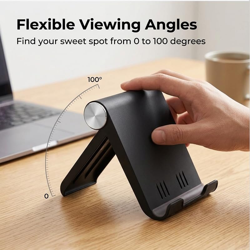 Black 1 PCS Portable Desk Support for Mini Tablets and Electronic Devices, Adjustable Viewing Base for Home and Office Black