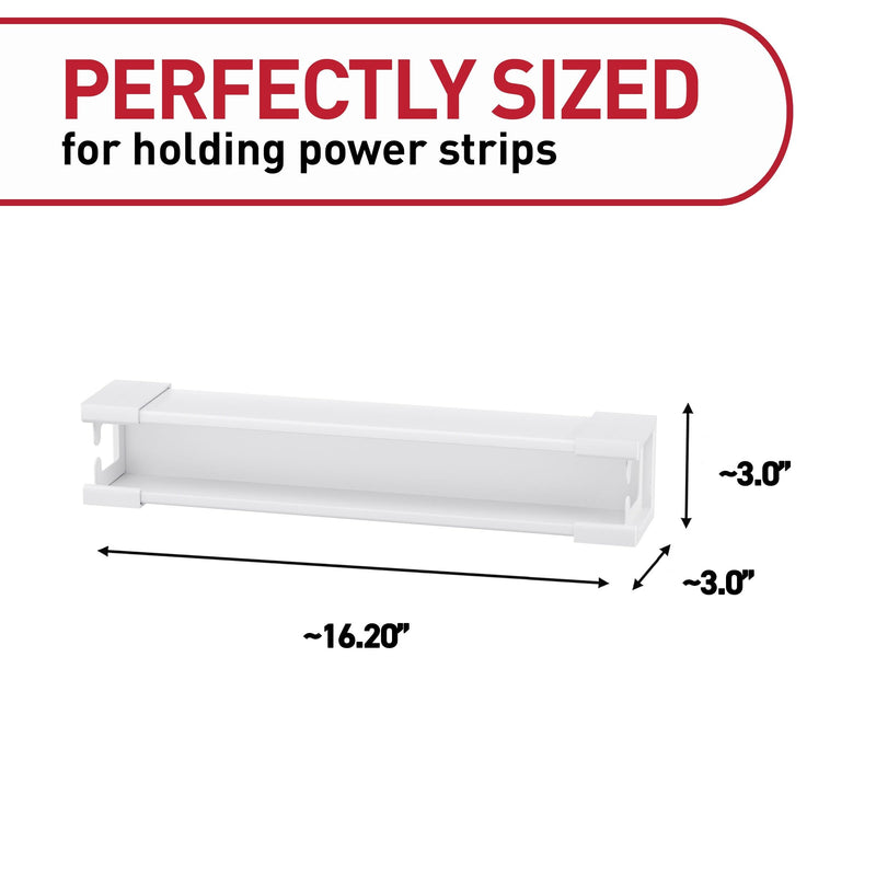 Command Power Strip Holder, 1 Unit, 8 Large Strips | Power Strip Holder, Cable Management Under Desk For Office, TV, And Gaming, No Damage Adhesive Cord Organizer White