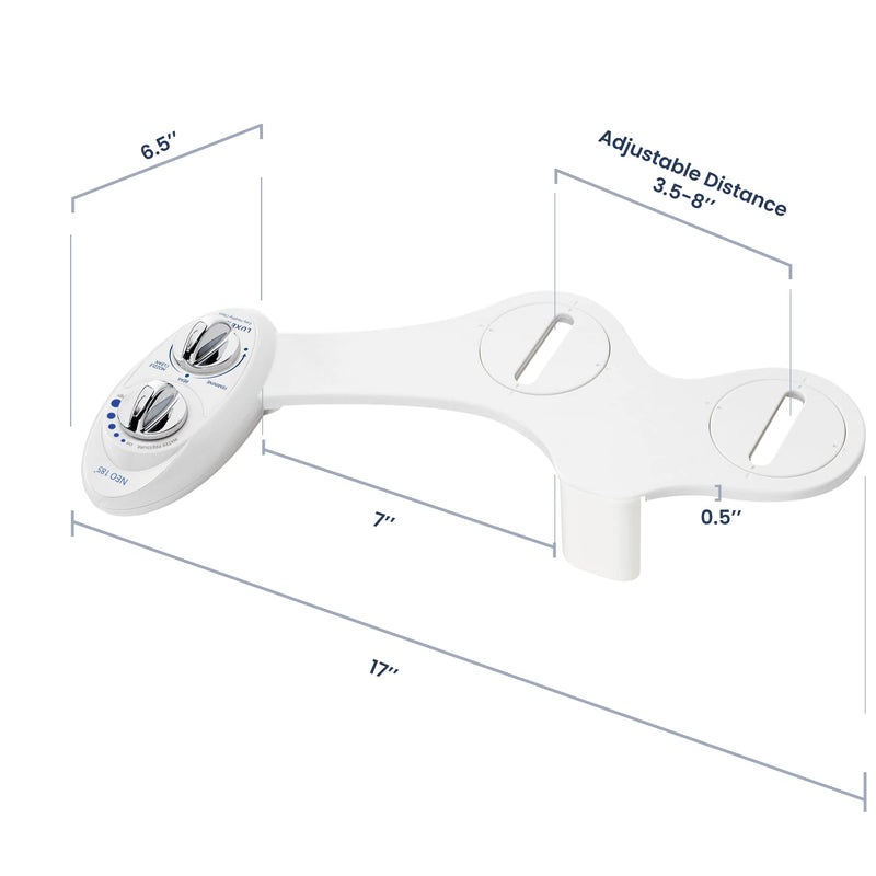 LUXE Bidet NEO 185 - Dual Nozzle, Self-Cleaning, Non-Electric Bidet Attachment for Toilet Seat, Adjustable Water Pressure, Rear & Feminine Wash (White) White