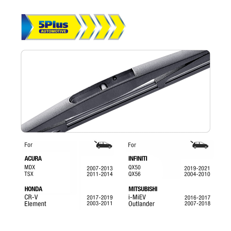 5 PLUS® 12 Inch Rear Wiper Blade Replacement Generic filter for Honda CRV 2022-2017 Element 11-03/Nissan Murano 2024-2009 Armada 23-05 Pathfinder 12-04 Rear Windshield Wiper Blade(12-B) 12"(12-B/H306)
