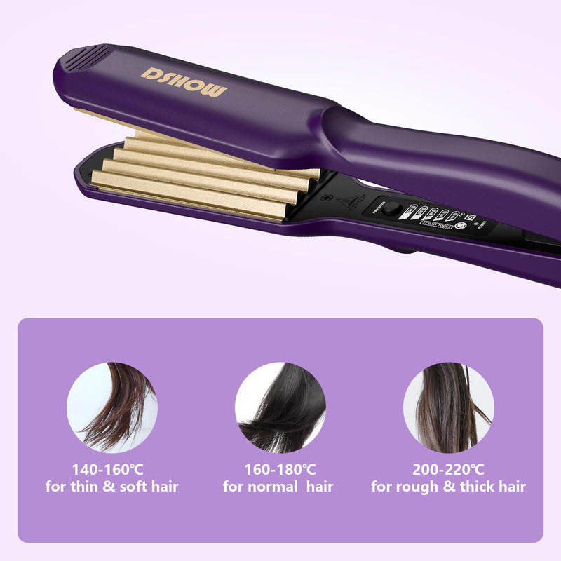 Crimping Iron Hair Crimper for Hair DSHOW Hair Waver Volumizing Crimper with Titanium Ceramic Plates Styling Tools for Women Girls (Purple) Berry